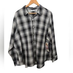 NWT Lee Black and White Checkered Casual Shirt 1x